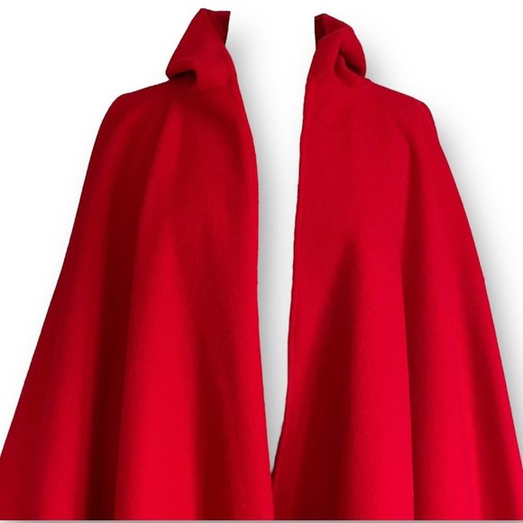 Coloratura Vintage Womens Cape O/S Red Wool Hooded Forestgore Cottagecore Goth - Picture 4 of 9